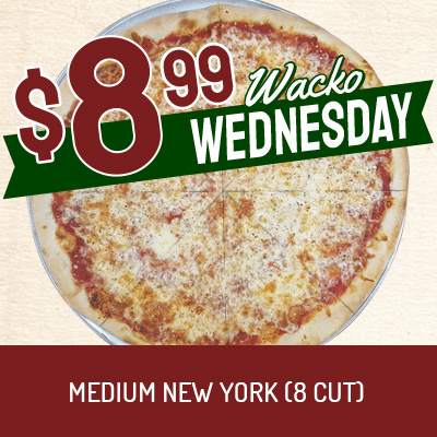 Medium New York pizza on Wednesdays from Pizza Man's Pizza